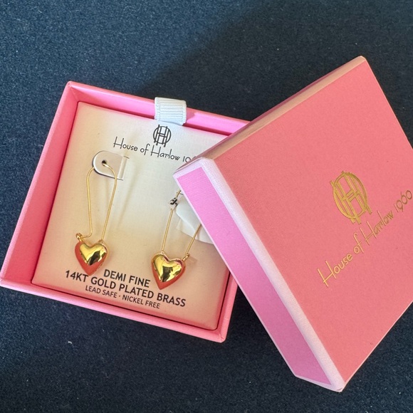House of Harlow 1960 Jewelry - House of Harlow 1960  14Karat Gold Plated Heart Earrings
